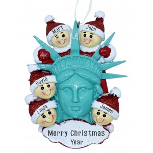 Statue Of Liberty Head W/5 Family Personalization Ornament