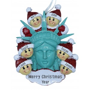 Statue Of Liberty Head W/6 Family Personalization Ornament