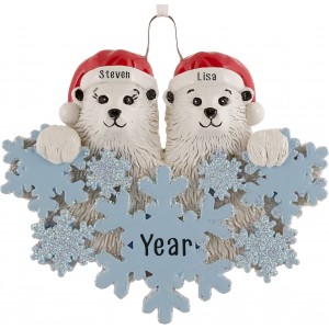 Polar Bear Snowflake-2 Personalized Christmas Ornament