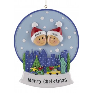 Snow Globe Family of 2 Personalized Christmas Ornament