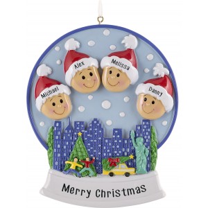 Snow Globe Family-4 Personalized Christmas Ornament 