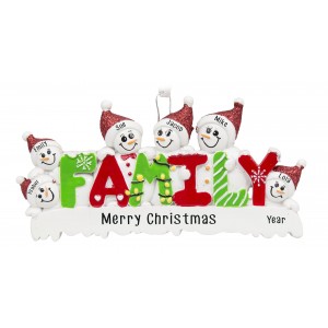 Snow Family of 6 Personalized Christmas Ornament