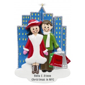 Shopping City Family of 2 Personalized Christmas Ornament 