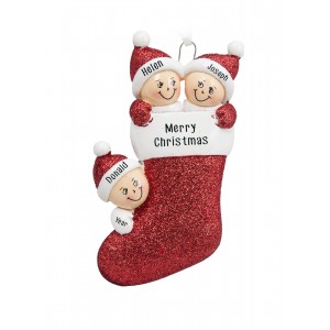 Stocking Family of 3 Personalized Christmas Ornament 