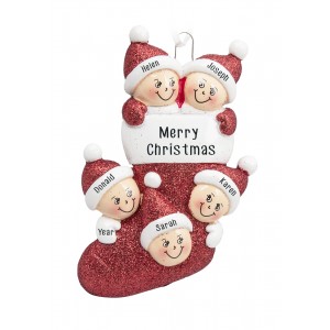 Stocking Family of 5 Personalized Christmas Ornament 