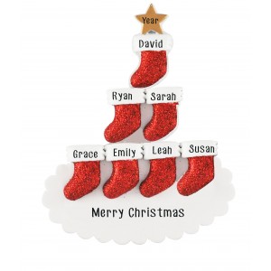 Stocking Tree Family of 7 Personalized Christmas Ornament