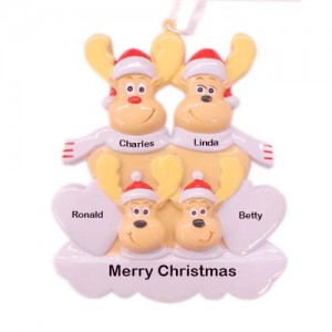 Sweet Reindeer 4 Family Personalized Christmas Ornament 
