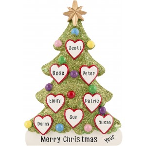 Tree Love Family of 8 Personalized Christmas Ornament 