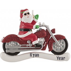 Motor Lover Santa Personalized Christmas Ornament 