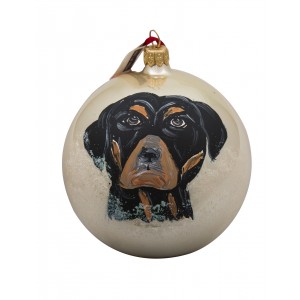 Rottweiler Glass Ball Christmas Ornament 