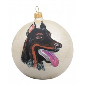 Doberman Glass Ball Christmas Ornament