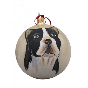 Boston Terrier Glass Ball Christmas Ornament