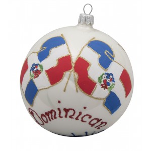 Flag of Dominican Republic Glass Ball Christmas Ornament