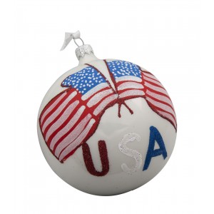 Flag of USA Glass Ball Christmas Ornament