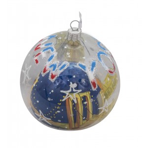 NYC Brooklyn Bridge Bauble Clear Glass Ball Christmas Ornament