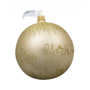 NYC Snow Gold Glass Ball Christmas Ornament