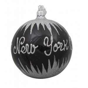 NYC Snow Black Glass Ball Christmas Ornament