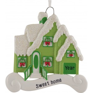Merry House Green Personalized Christmas Ornament