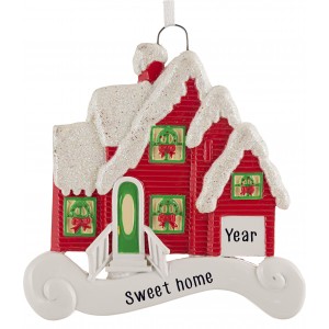 Merry House Red Personalized Christmas Ornament 