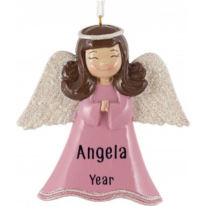 Angel Girl Pink Personalized Christmas Ornament 