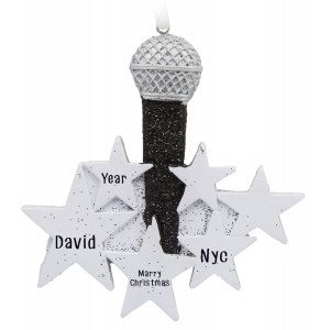 Microphone Personalized Christmas Ornament 