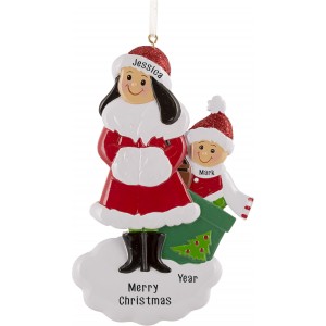 Single Mom With 1 Child Personalized Christmas Ornament 