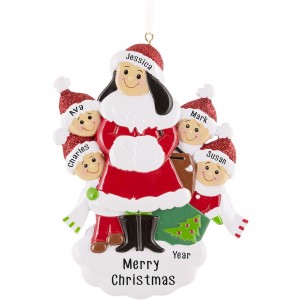 Single Mom With 4 Children Personalized Christmas Ornament 