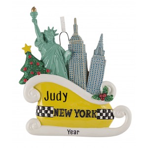 Taxi Sleigh Personalized Christmas Ornament 