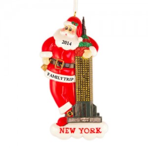 Santa with Empire State Personalized Christmas Ornament 
