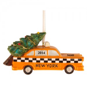 NY Taxi Carrying Tree 3D Personalized Christmas Ornament 