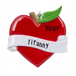 Heart Apple Personalized Christmas Ornament