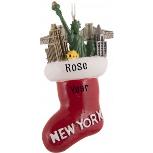 NY Stocking Personalized Christmas Ornament