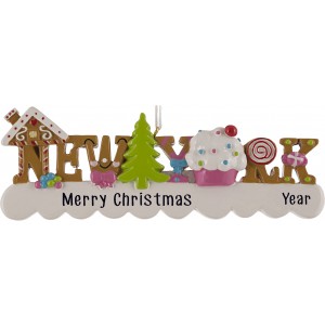 New York Words Gingerbread Personalized Christmas Ornament 
