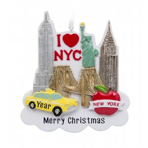 New York City Silhouette Personalized Christmas Ornament