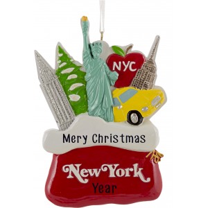 Santa Sack New York City Red Personalized Christmas Ornament
