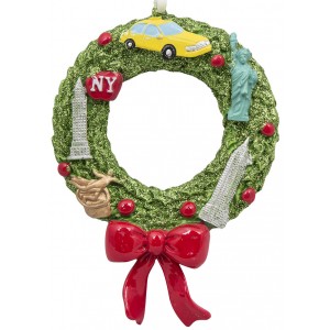 Wreath NYC City Personalized Christmas Ornament 