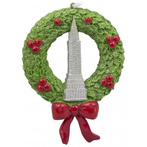 Wreath NYC Empire State Building Personalized Christmas Ornament 