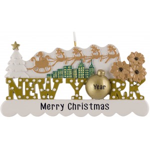 NY Gold Letter Ornament Personalized Christmas Ornament 