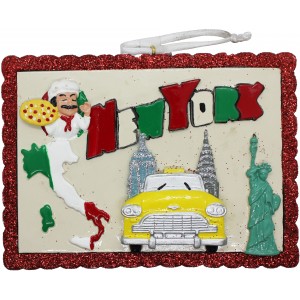 NY Little Italy Frame Personalized Christmas Ornament 