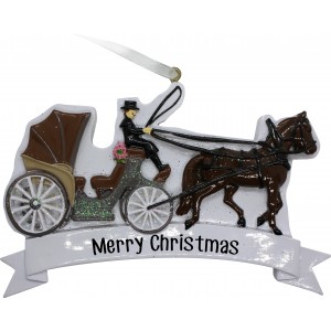 Horse Carriage Brown Personalization Ornament