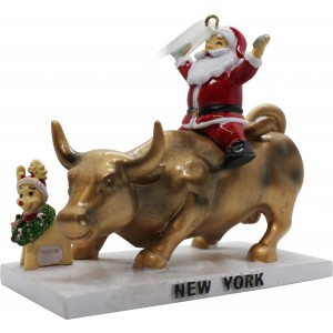 3D Wall Street Bull with Santa Ornament