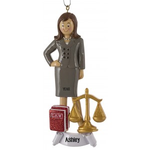 Lawyer Girl Personalized Christmas Ornament