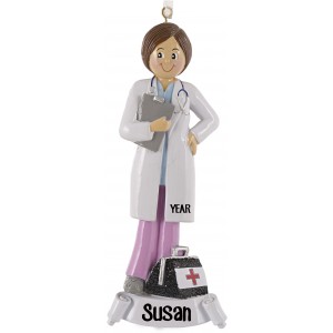 Doctor Girl Personalized Christmas Ornament