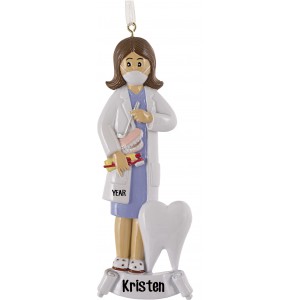 Dentist Girl Personalized Christmas Ornament 