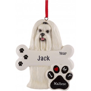 Maltese Dog Personalized Christmas Ornament 