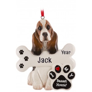 Basset Hound Dog Personalized Christmas Ornament 