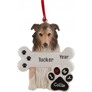 Collie Dog Personalized Christmas Ornament 