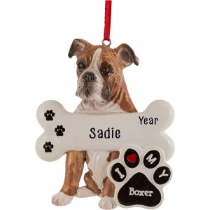 Boxer Dog Personalized Christmas Ornament