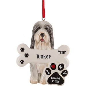 Bearded Collie Dog Personalized Christmas Ornament 