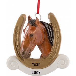 Horse Head Personalized Christmas Ornament